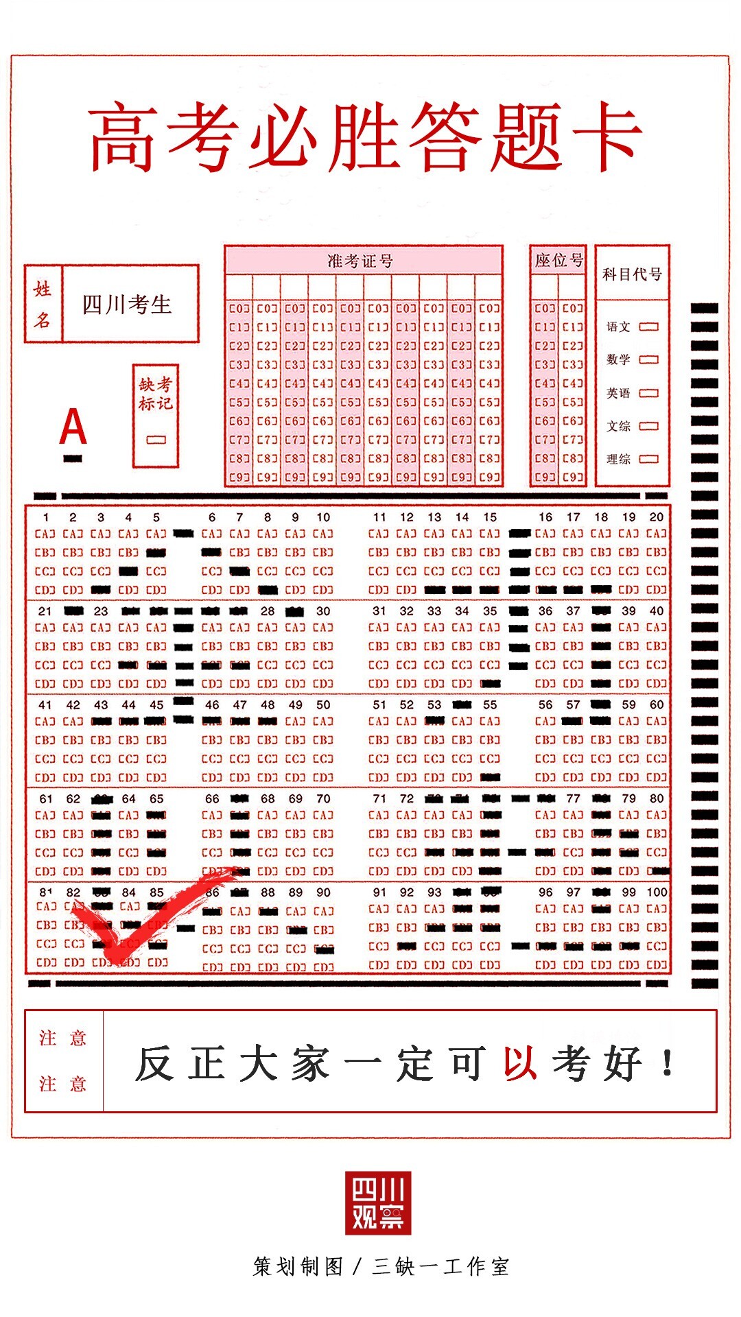 答题卡填写,科目,标准_大山谷图库